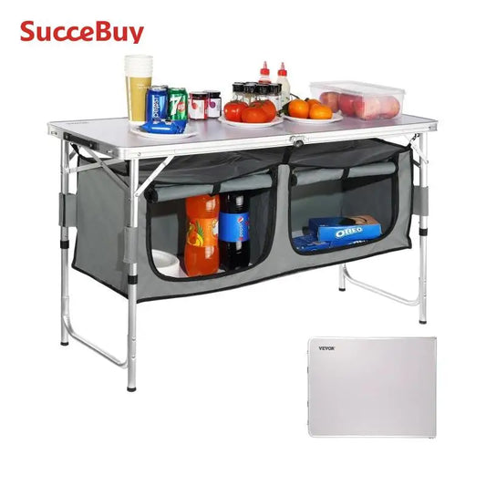 SucceBuy Camping Kitchen Table Quick set-up Folding Camping Table MDF Camping Table for Outdoor Picnics BBQ Camping RV Traveling