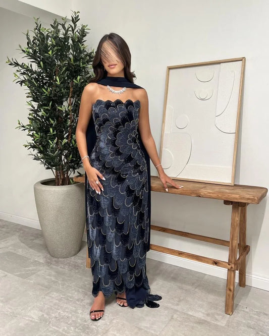 Glamorous Grey Evening Dresses Sparkling Beads Mermaid Maxi Cocktail Gowns Charming Sleeveless Customized Special Occasion Dress