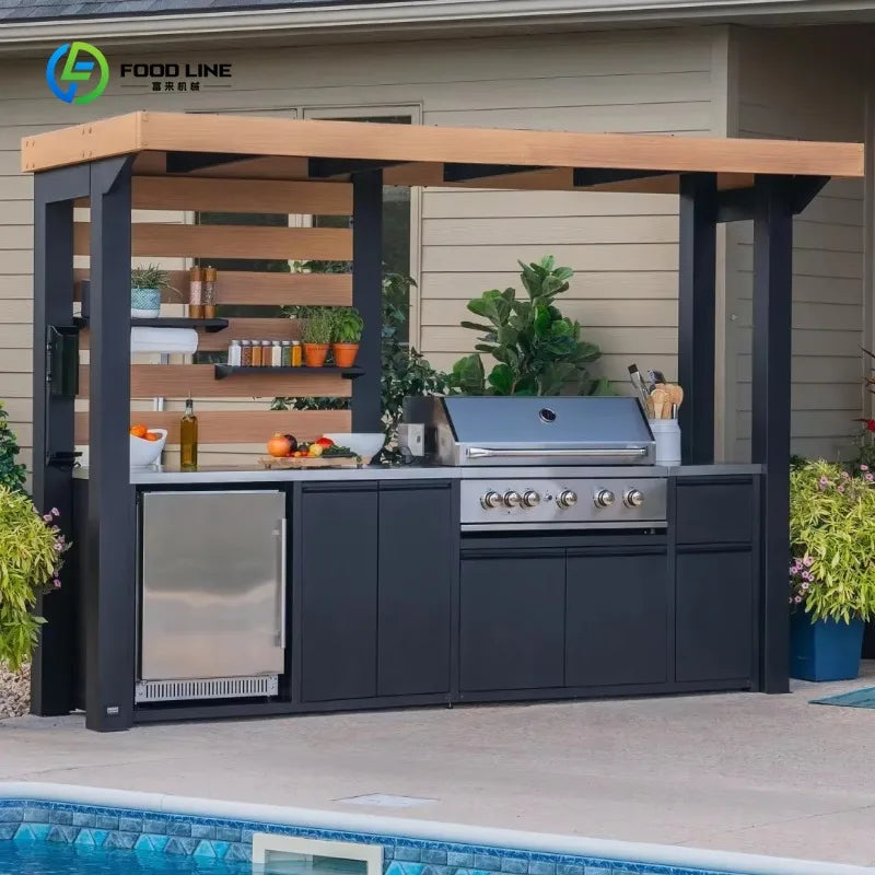 Customized Modular All-Weather Backyard BBQ Outdoor Kitchen with Griddle Module BBQ Island Grills
