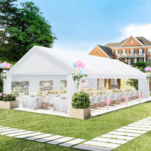 20x30 FT Party Tent Heavy Duty, Large Outdoor Event Tents for Parties with 8 Sidewalls & Built-in Sandbags,Waterproof, Custom