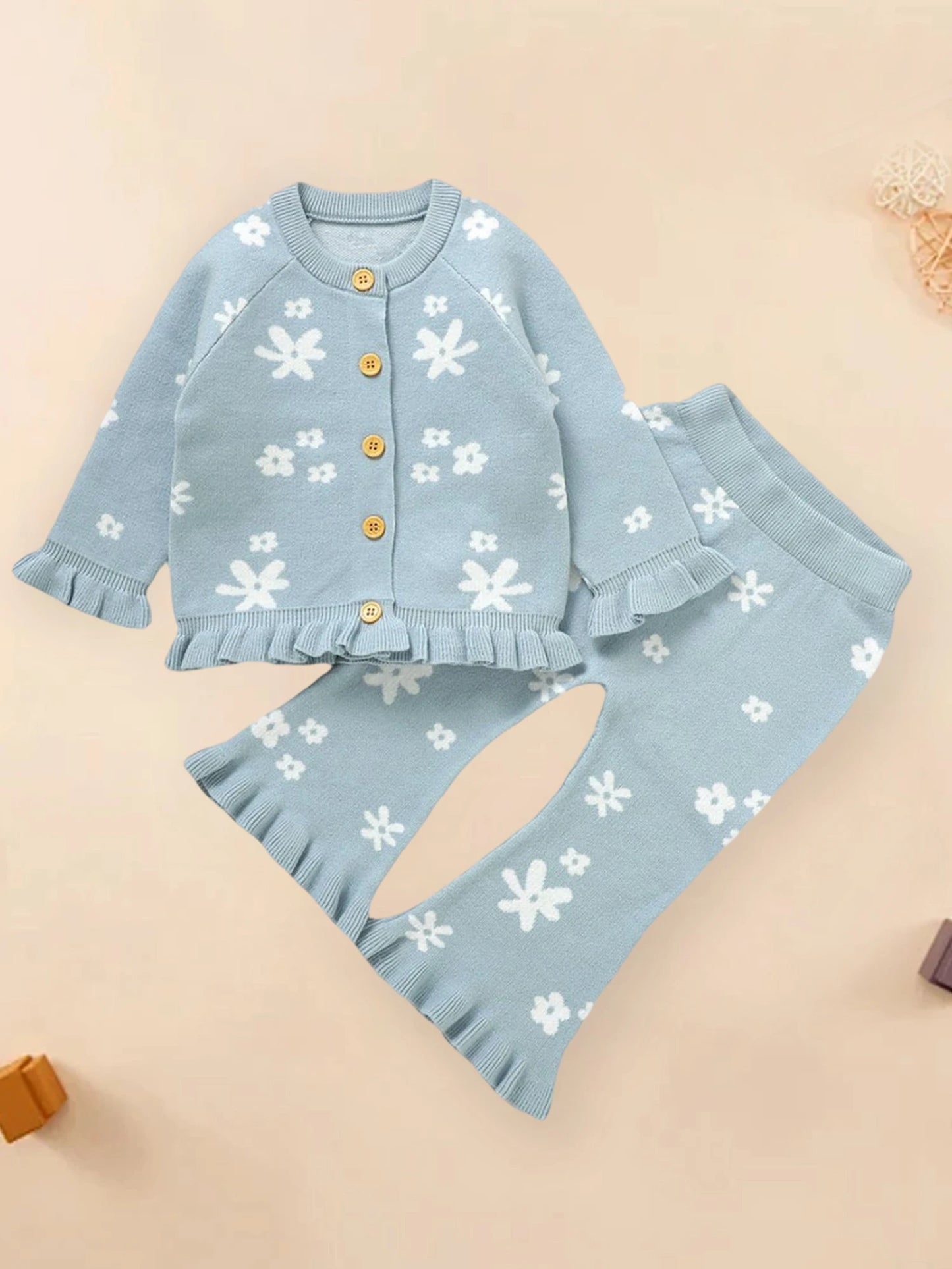 Toddler Girl 2Pcs Winter Outfits Long Sleeve Solid Color Knit Sweater Tops Leggings Set Baby Clothes for Fall