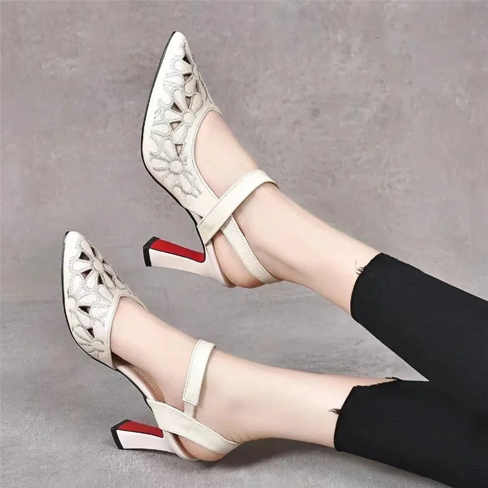 Cresfimix Zapatos De Mujer Women Sweet Pointed Toe Yellow Pu Leather Slip on 5cm High Heel Shoes for Summer Office Party A9168