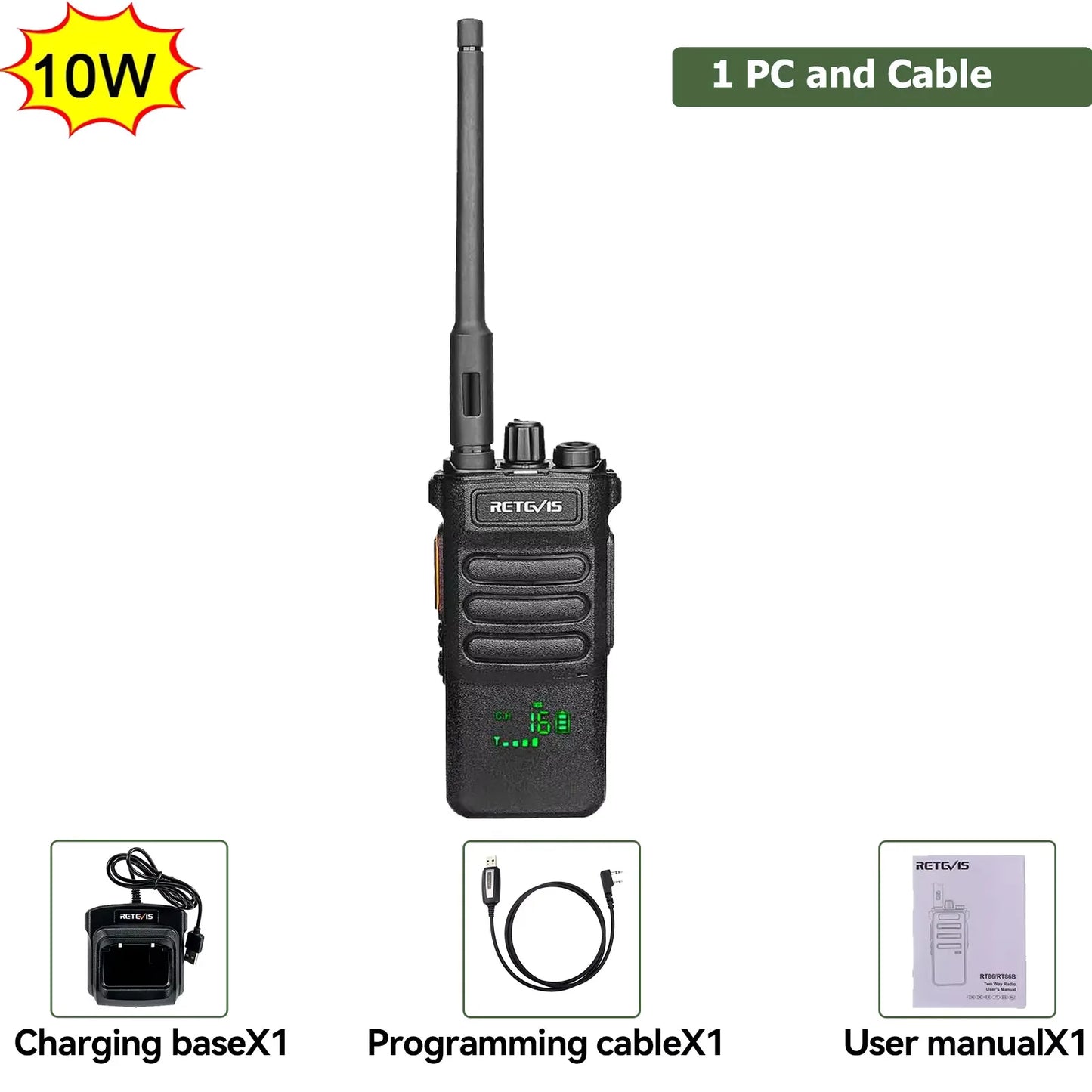 Retevis RT86 10W Walkie Talkie Professional Two Way Radio Long Range Walkie Talkie UHF Communication radio for Outdoor Business