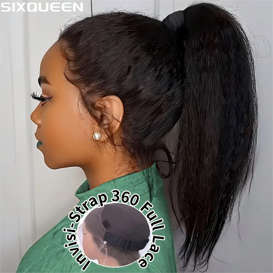 40 Inch Kinky Straight 360 Full Lace Wig Human Hair Wigs Pre Plucked Hd Lace Front Wig 250 Density Brazilian Original For Women