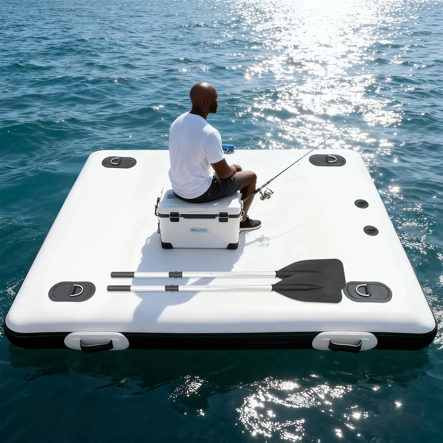 Portable Floating Platform Fishing Boat Island Inflatable Water Floating Raft Inflatable Floating Platform for Water Play Mat
