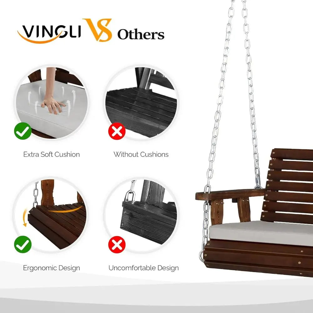 5-Seat Outdoor Porch Swing with Cushions, Heavy-Duty Patio Swing Stand for Garden, Pool, Deck