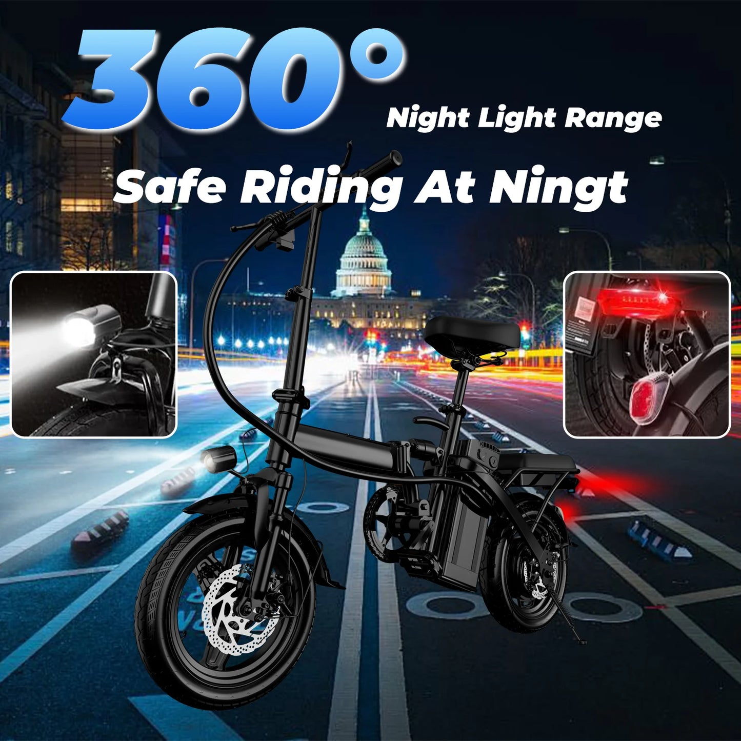 LELEKUAI 500W Adult Electric Bike, 20 MPH, 48V 10.4Ah Removable Battery, 14 Inch Folding Electric Bike, Multi-Shock Absorption