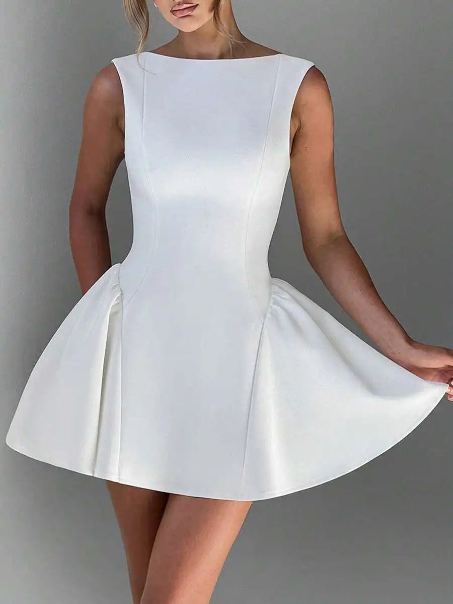 Off Shoulder Sleeveless Bodycon Peplum Mini Dress