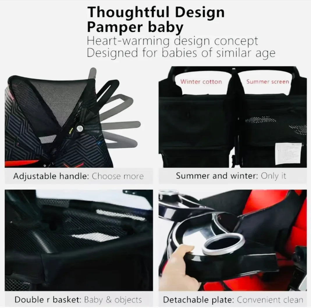 Twins baby stroller,Lightweight ,travel friendly ,ultra comfort and folding，gift for mom