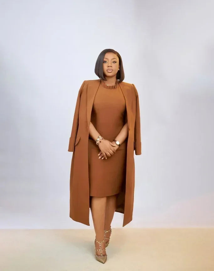 BWQ Women's Set Full Sleeve Long Blazer Coat+ Long Dress Suit  Winter Streetwear Two 2 Piece Set Africa OL Work Outfits