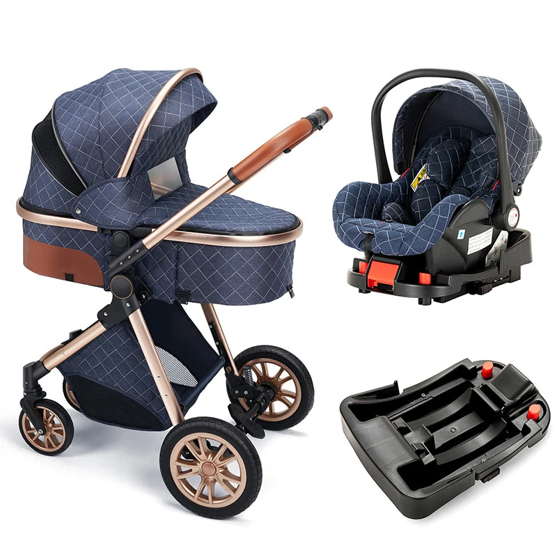 Fashion Baby Stroller 3 in 1 Baby Travel System Newborn Baby Cart Portable Pushchair Baby Cradel Infant Carrier Free Shipping