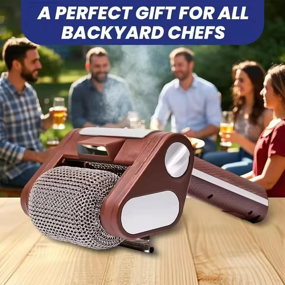 350RPM Electric Roller Grill Brush with Replaceable Brush Head Stainless Steel Grill Cleaner Rechargeable Barbecue Cleaner Tools
