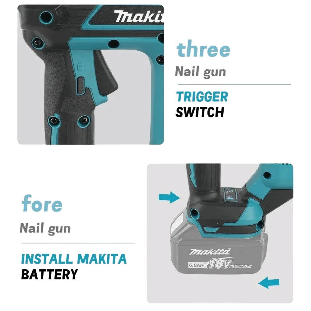 for Makita F30 Straight Nails Staple Gun,Cordless Electric Impact Nail Gun,Riveting Gun,Carpentry Tools For Makita 18V Battery