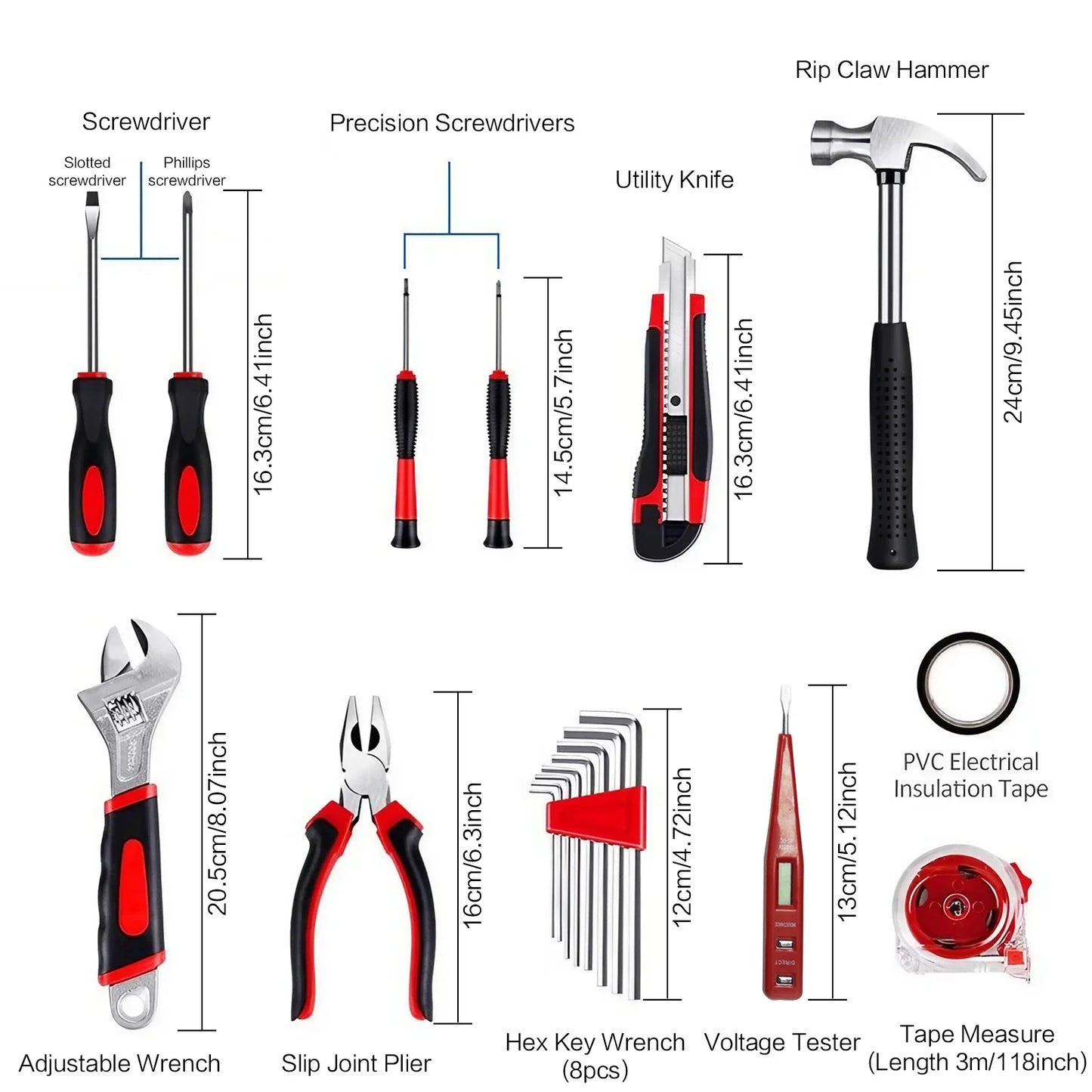 STOENGO 19/43/108pcs Hardware Household Hand Tool Kit Set Household DIY Hand Tool Kit Saw Screwdriver Hammer Tape Wrench Pliers