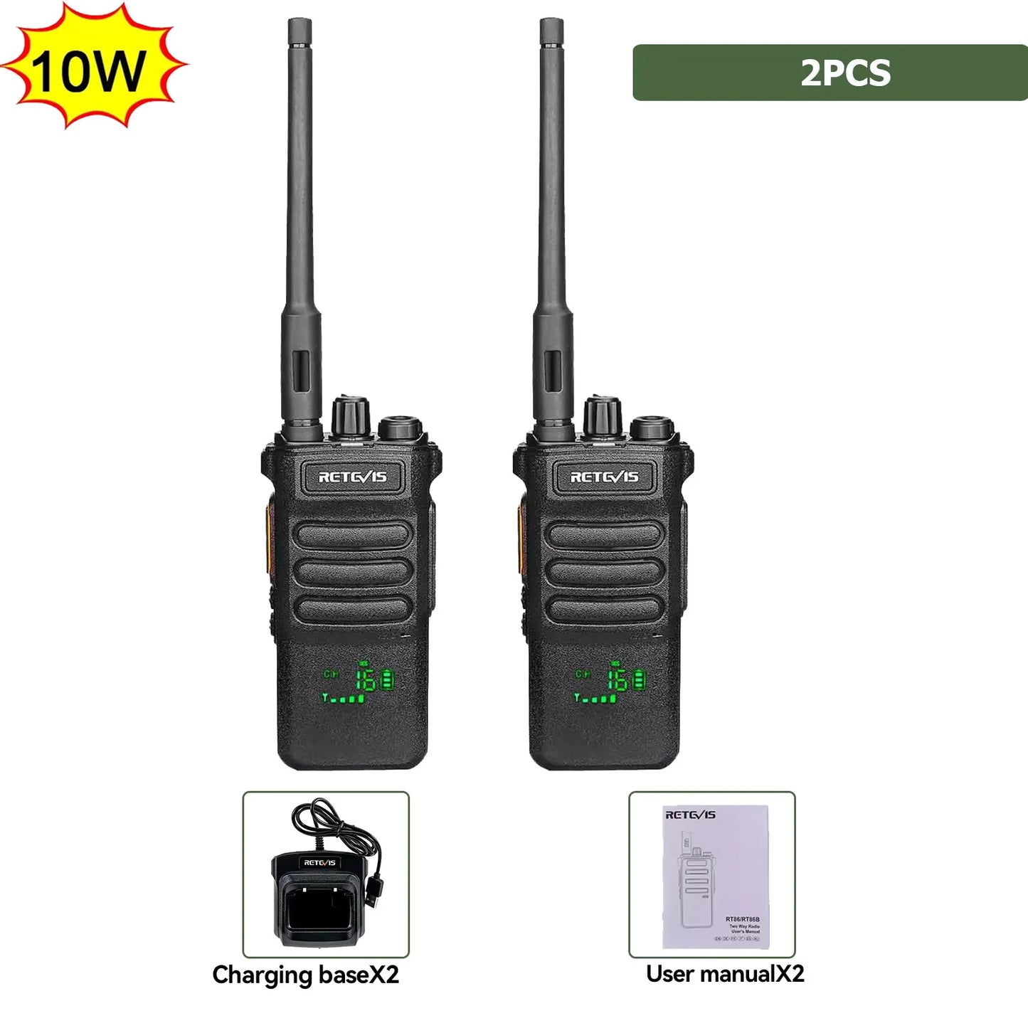 Retevis RT86 10W Walkie Talkie Professional Two Way Radio Long Range Walkie Talkie UHF Communication radio for Outdoor Business