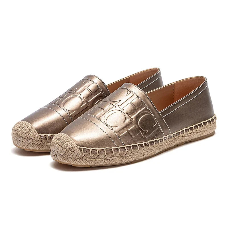 C-H Woman Beach Shoes 2025 New Anti slip Handmade Hemp Bottom Flat Shoes Mommy Gift Girls Casual Shoes
