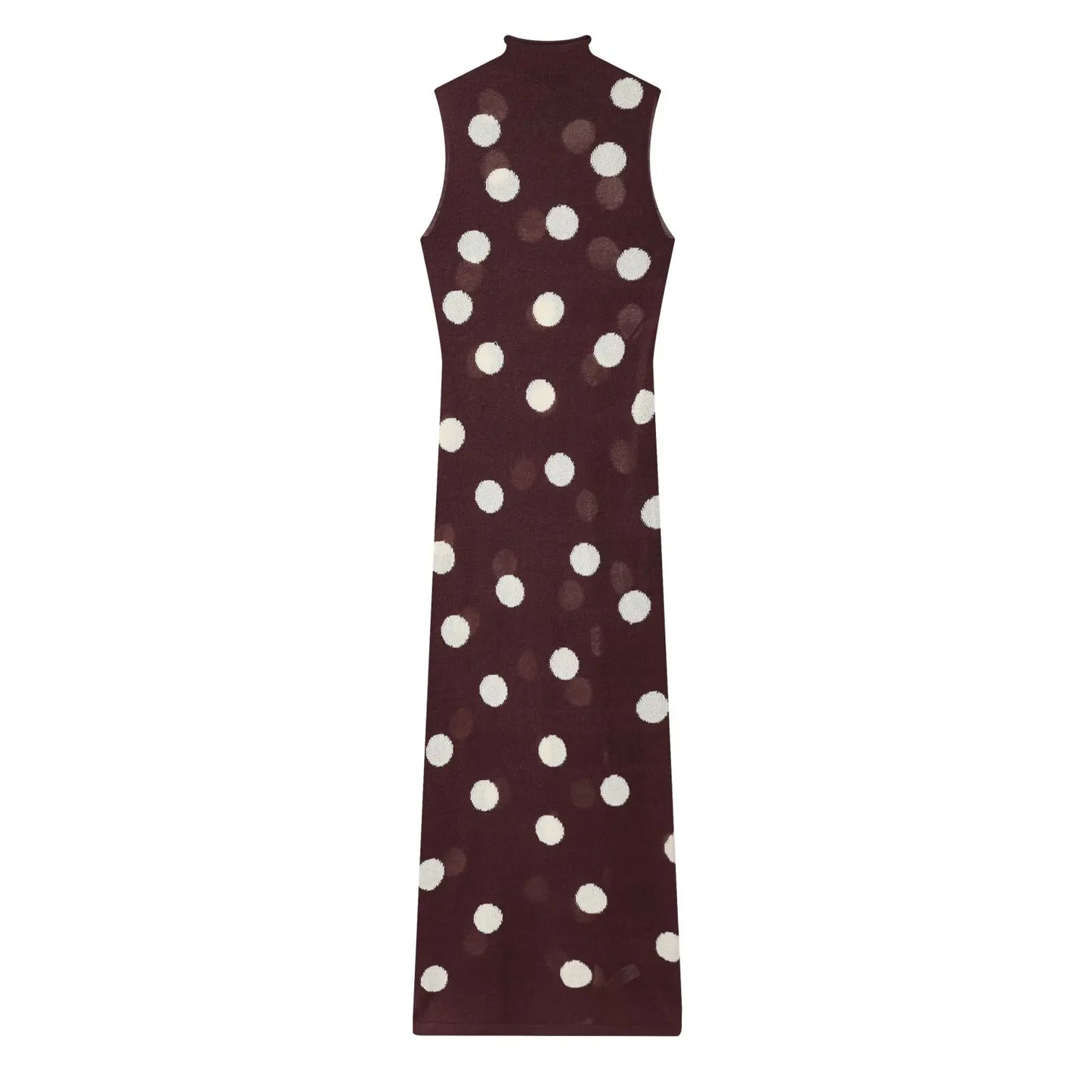 HH Summer Sleeveless Turtleneck Retro Polka Dot Sexy Slim Knit Dress For Women 2026 Fashion Elegant Party Long Dress Mujer