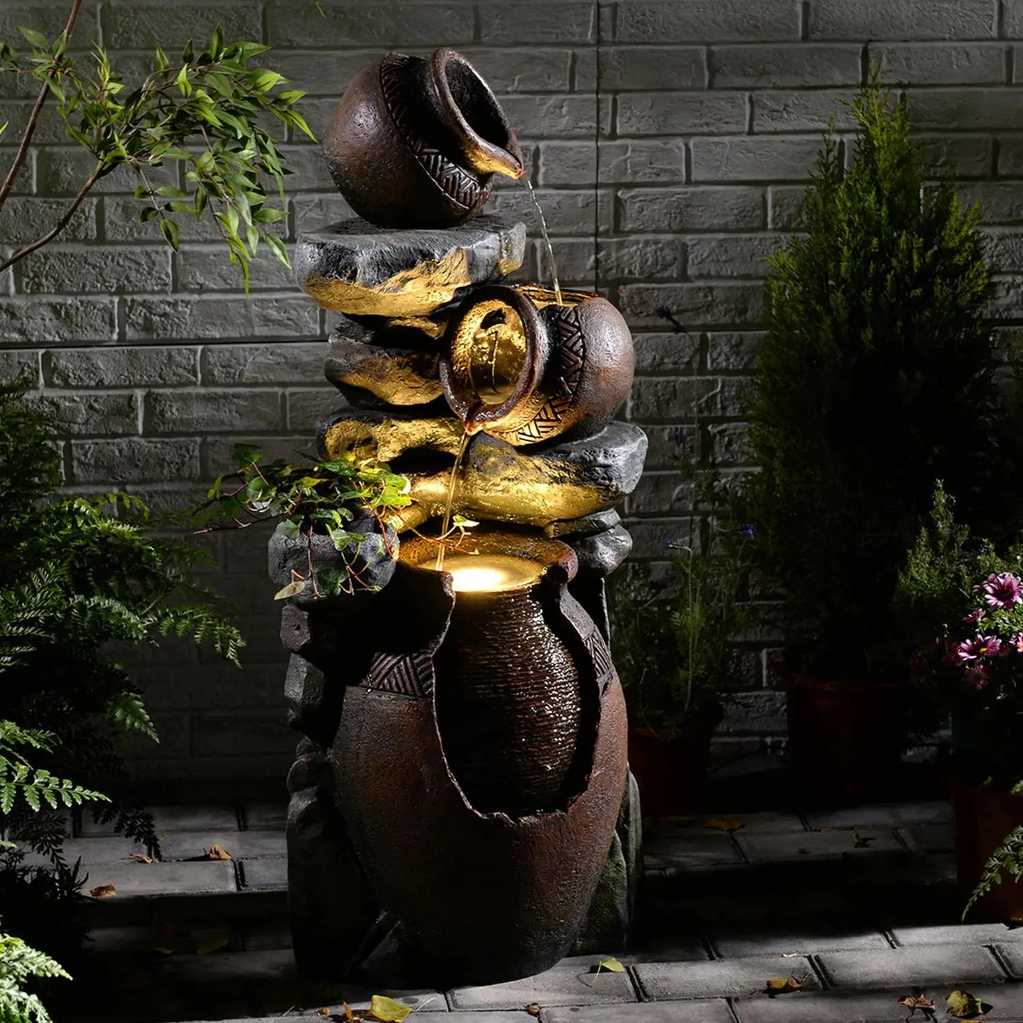 51.4" H Outdoor Garden Water Fountain for Garden, Patio, Backyard, Deck, Porch and Home Art Decor, 5 Tiers Modern, Custom