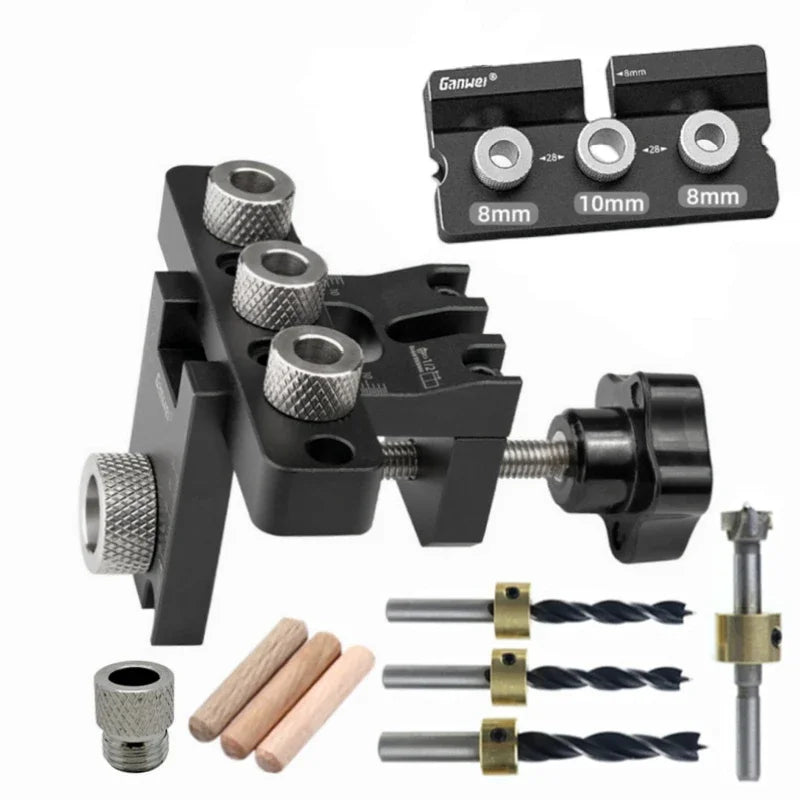 Precision Jig Dowel Cam Jig 3 In 1 Dowelling Jig Master Kit Wood Hole Drilling Guide Woodworking Position for DIY Wood Working