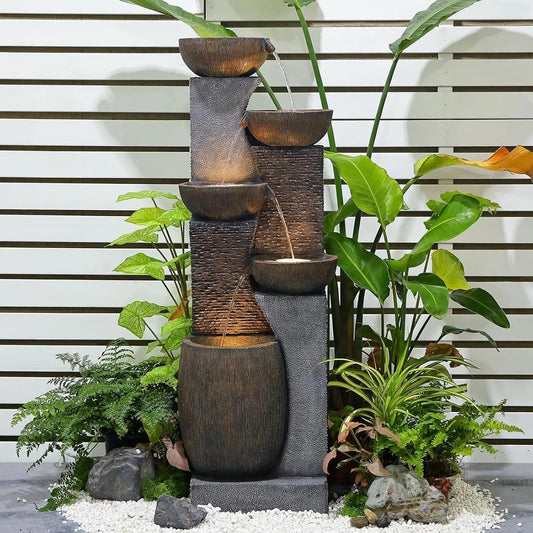 51.4" H Outdoor Garden Water Fountain for Garden, Patio, Backyard, Deck, Porch and Home Art Decor, 5 Tiers Modern, Custom