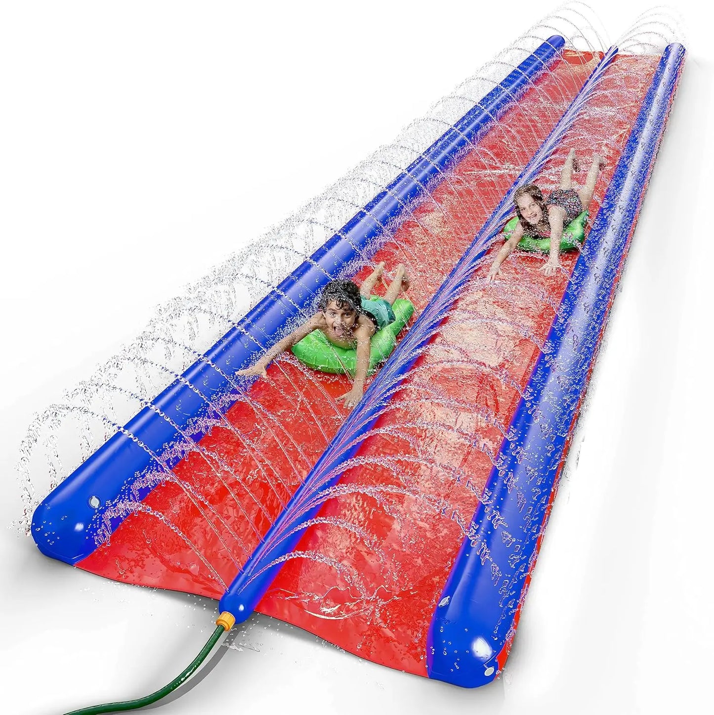 2-Person 25ft Waterslide with Sprinkler & Inflatable Boards for Kids Outdoor Summer Fun