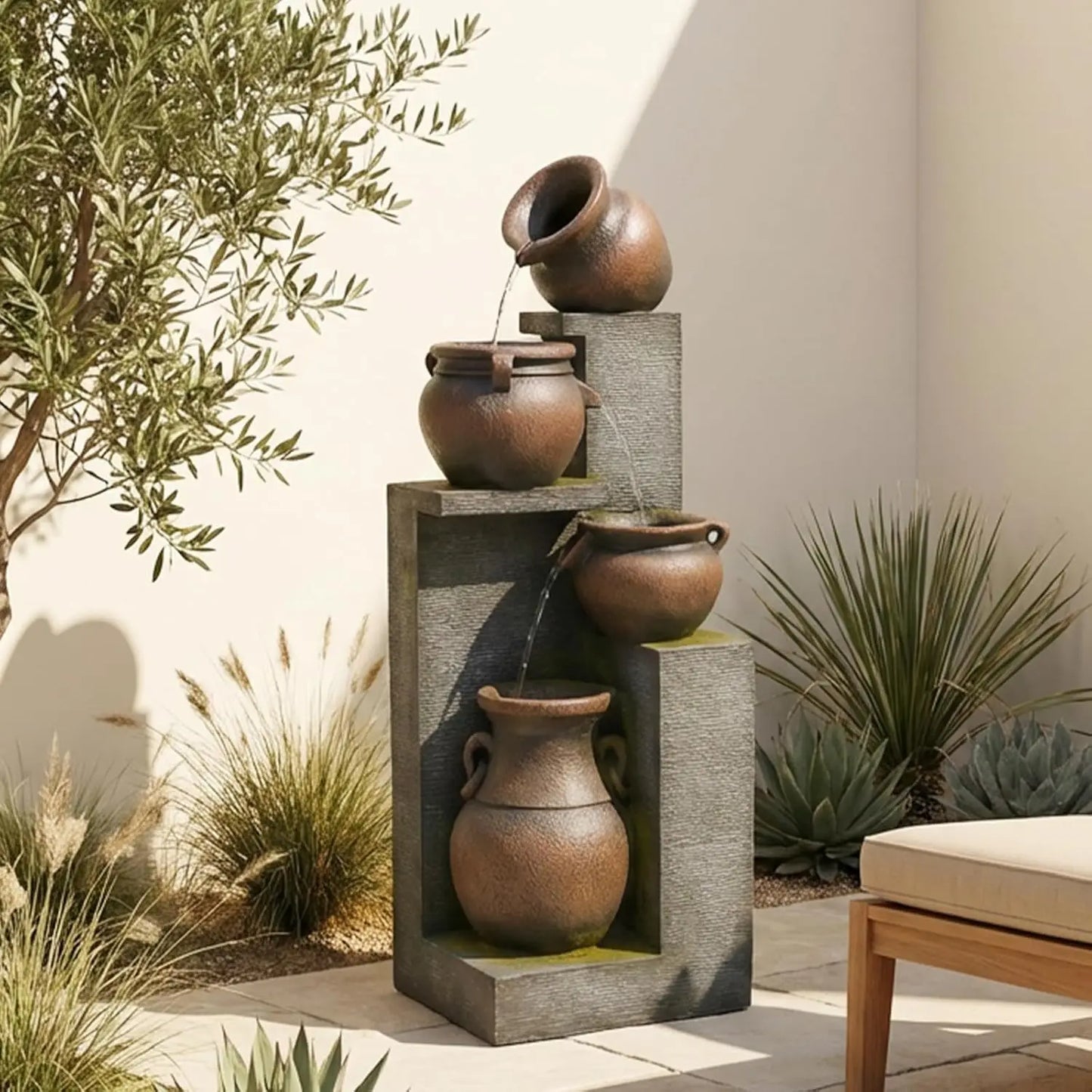 51.4" H Outdoor Garden Water Fountain for Garden, Patio, Backyard, Deck, Porch and Home Art Decor, 5 Tiers Modern, Custom